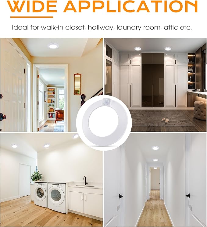 CLOUDY BAY Motion Sensor Ceiling Light Indoor,120V CRI90 10W 5000K Bright Day Light,6.5 inch LED Flush Mount Ceiling Lighting Fixture for Garage,Walk-in Closet,Attic,Pantry Wet Location White Finish
