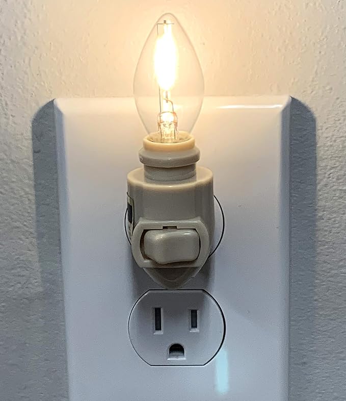 Creative Hobbies White Plug in LED Night Light with Switch, Manual On Off Nightlight for Bathroom, Hallway, Garage, Bedroom, Nursery, UL Listed | 4 Pack