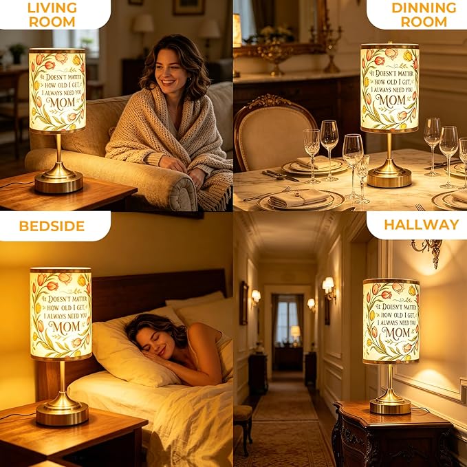 Cordless Table Lamp,Mothers Day Gift for Mom Mother Grandma, 4000mAh Rechargeable Bedside Lamp,3 Color Modes & Stepless Dimming Tulip Desk Lamp, Cute Birthday Gift for Mom Women from Daughter Son