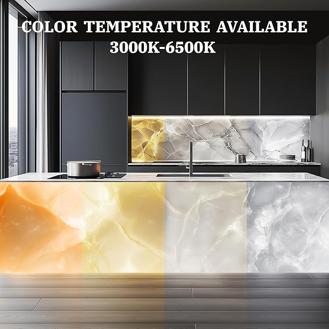 4 Pack LED Backlight Sheet 3000K-6500K Warm and Cold 24V 36W, Dimmable LED Panel Sheet Work with Alexa, Flexible Backlit Light Remote & APP Control, 19.7X9.7 Inch for Marble, Onyx, Quartz Countertop