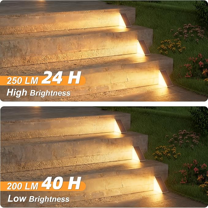 VOLISUN Solar Step Lights for Outside 12 Pack, Solar Stair Lights Outdoor Waterproof IP67,28 LED,1200 mAH Outdoor Step Light,Outdoor Decor for Garden Stair, Deck, Front Step, Front Porch,and Patio