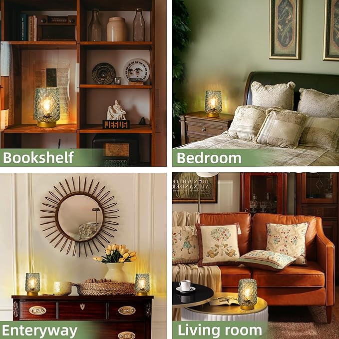 MJ Cordless Lamp with Timer - Battery Operated Green Aesthetic Lamp for Valentine's Day Battery Lamps for Home Cordless Kitchen Countertop Small Beside Lamps for Living Room, Entryway, Dorm