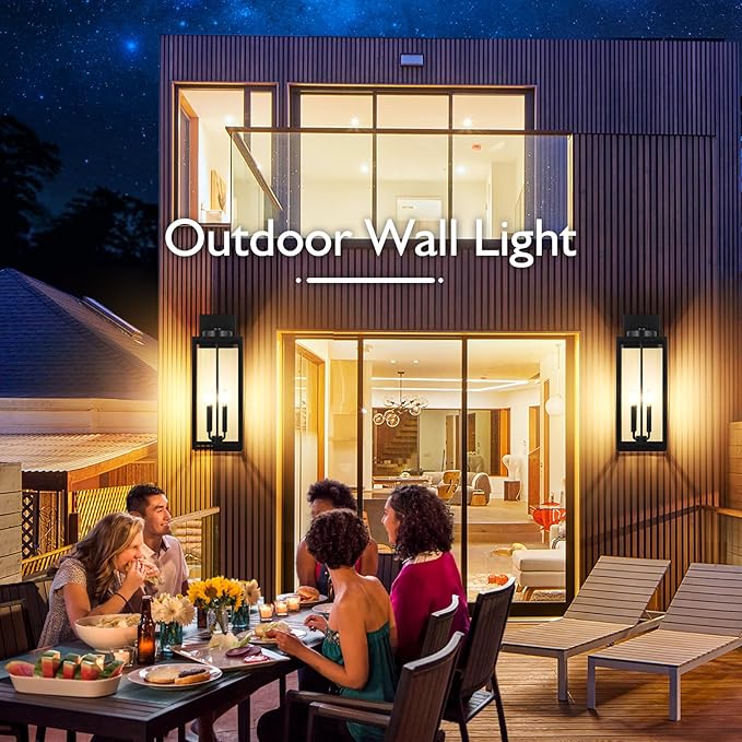BesLowe 23.9" Extra Large Size Outdoor Wall Light Fixture, Exterior Lighting Fixture Porch Sconce Wall Mounted, Waterproof Outdoor Wall Lantern, Outside Light for House Patio Front Door Garage, Black