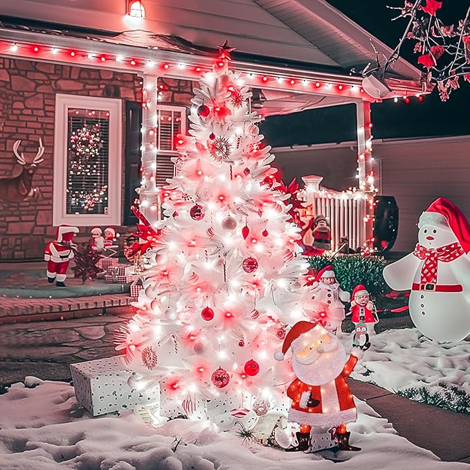 JMEXSUSS 200 LED Red and White String Lights Indoor Outdoor, 66ft Christmas Lights Indoor Clear Wire Plug in for Bedroom Tree Christmas Graduation Party Decorations