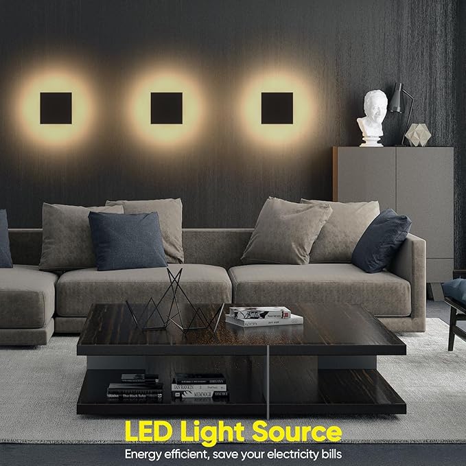 Outdoor LED Wall Light Modern Porch Light Patio Light for House Outdoor Wall Sconce Aluminum Waterproof Porch Lights Indoor Exterior Sconce Wall Lighting Warm White 3000K (Square)