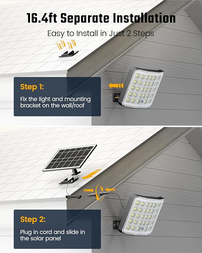 Solar Lights Outdoor Bright Solar Dusk to Dawn Light with 3000 Capactiy Power Operated, IP65 Waterproof Remote Control Outdoor Light, 3 Working Modes for Garage, Porch, Patio, Shed, 1-Pack