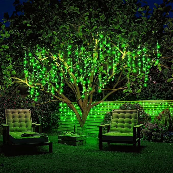 Icicle Christmas Lights Outdoor - 66FT 640 LED Icicle Lights for Outside with 8 Modes Timer, 120 Drops Waterproof Connectable Hanging String Lights Indoor House Party Roof Yard Decorations, Green