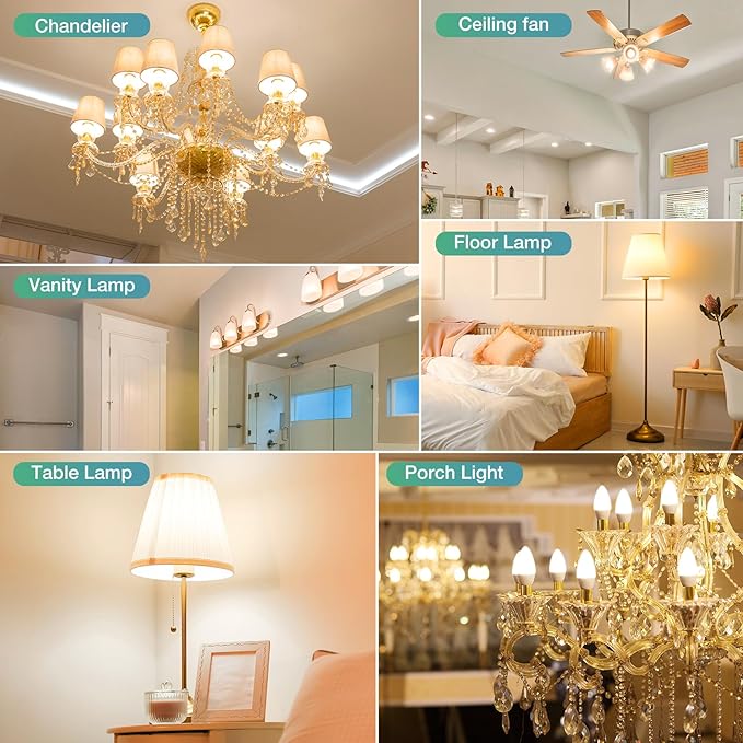 DEGNJU 20 Pack LED Candelabra Light Bulbs 60W Equivalent, Chandelier Light Bulbs Soft White 2700K, E12 LED Bulb, Type B Light Bulb 5.5W, Candelabra Base, 120V, B11 Candle Light Bulb, Non-Dimmable