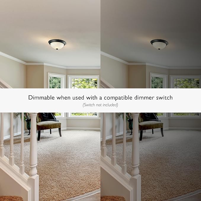 Design House 587519 Traditional 2 Pack 2-Light Indoor Dimmable Ceiling Light with Alabaster Glass for Bedroom Hallway Kitchen Dining Room, Oil Rubbed Bronze, 11-Inch
