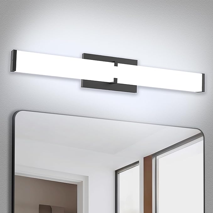32 Inch LED Bathroom Vanity Light Cool White 5000K Black Modern Matte Bathroom Lighting Fixtures; Equivalent to Incandescent 300W for Over Mirror Vanity Light - ETL Certificated (1 Pack)