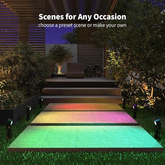 HISTAR Low Voltage Landscape Lighting with Bluetooth App Control & Remote, Outdoor Spot Lights for Fence Tree Pathway Lawn Decor, IP65 Waterproof All-in-One Permanent Outdoor Lights (6pack-RGBW)
