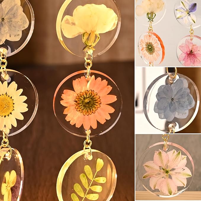 SMUK Dried Flower LED Table Lamp, Handmade Aesthetic 3 Way Dimmable Decorative Pressed Flower Desk Lamp with Wood Frame for Bedroom, Living Room, Office, Desk, Table Unique Bedside Lamps
