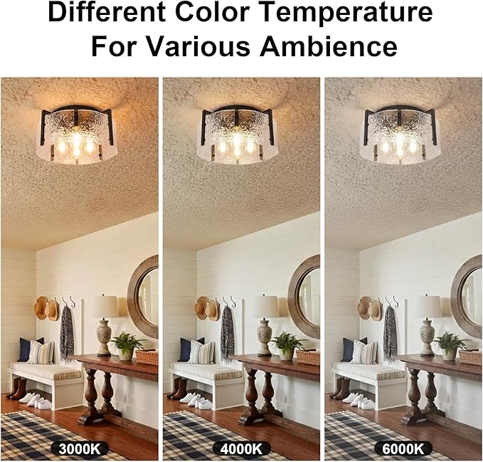 Bektas Semi Flush Mount Ceiling Light, Hallway Light Fixture,Entryway Light,Modern Bedroom Lampe,Metal Light Fixtures,Lighting Fixture Flush Mount for Kitchen Bathroom Dining Room (Black, 4-Light)