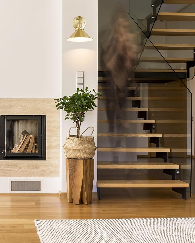 Bailoch Gold Vintage Wireless Battery Operated Wall Sconces, Rechargeable Cordless Battery Powered Led Wall Lights Set of 2, Wall Lamp Fixture Indoor with Remote Control for Bedroom Farmhouse Gallery