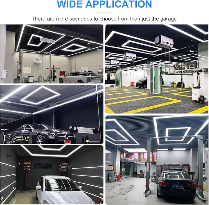 LZHOME LED Garage Lights Fixture: High Brightness 39000LM LED Garage Lighting Ceiling LED Light, Updated 44.8 inch Large Size Rectangle Light for Garage Shop Workshop Gym Car Detailing