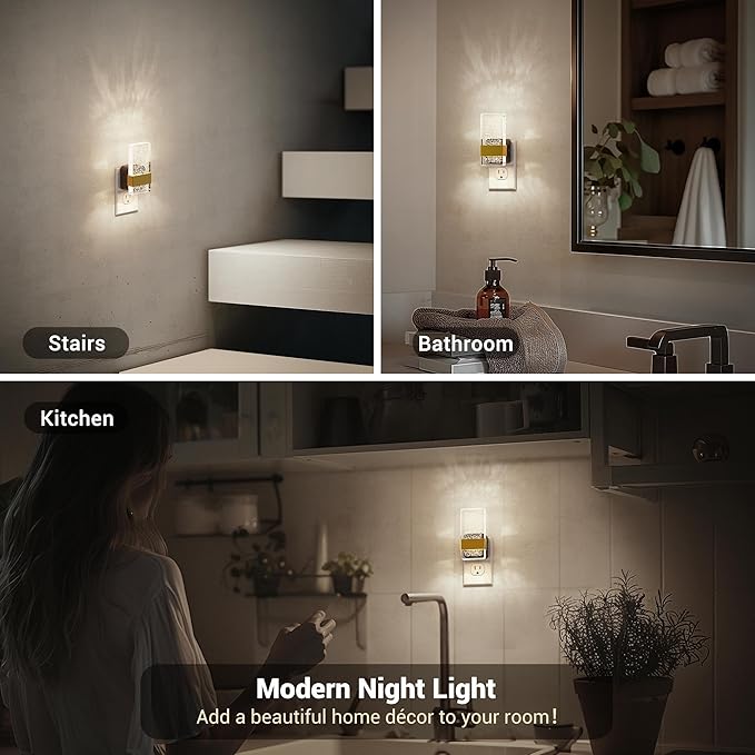 JandCase Night Lights Plug into Wall, Dusk to Dawn Sensor, Acrylic Bubble Design, 0-100lm Adjustable Brightness, for Bedroom, Bathroom, Living Room, Hallway