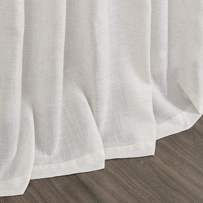 Nanspring Natural Linen Curtains for Living Room 94 Inches Long Rustic Farmhouse Decor Light Filtering Semi Sheer Curtain Back Tab and Rod Pocket Luxury Drapes for Bedroom Office 52x94, 2 Panels