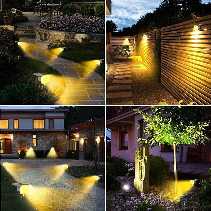 Peasur 12 Pack Solar Spot Lights Outdoor, Solar Spotlights Outdoor Waterproof 2-in-1 Auto On/Off Landscape Lighting for Outside Yard Wall Garden Pathway(Warm White)