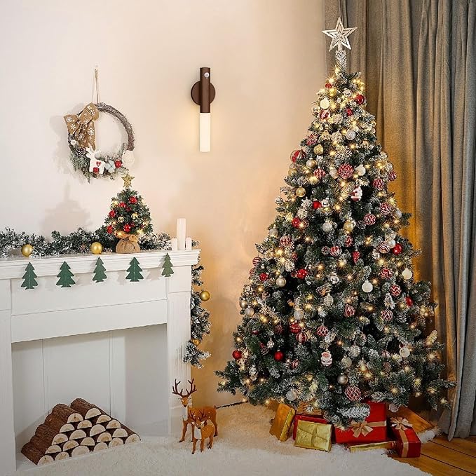 WhitePoplar Rechargeable Motion Sensor Night Lights - 2200mAh Battery Operated Wall Sconces, Wireless Wall Lights Sconce, Magnetic Portable Hallway Light for Picture Stair Cabinet, 3000K 4 Pack