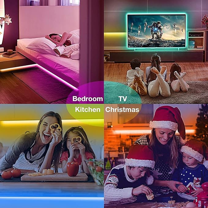 KIKO Battery Powered Led Strip Lights 33ft, 2x16.4ft USB/Battery Operated RGB LED Lights Birthday Christmas Gift with Remote for TV Backlight, Bedroom, Camping
