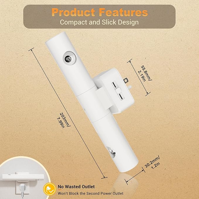 JandCase LED Night Light, 2 Pack Modern Night Lights Plug into Wall, Dusk-to-Dawn Sensor with 3000K Soft White, 0-100LM Dimmable Night Lights for Bathroom/Hallway/Bedroom/Stairway
