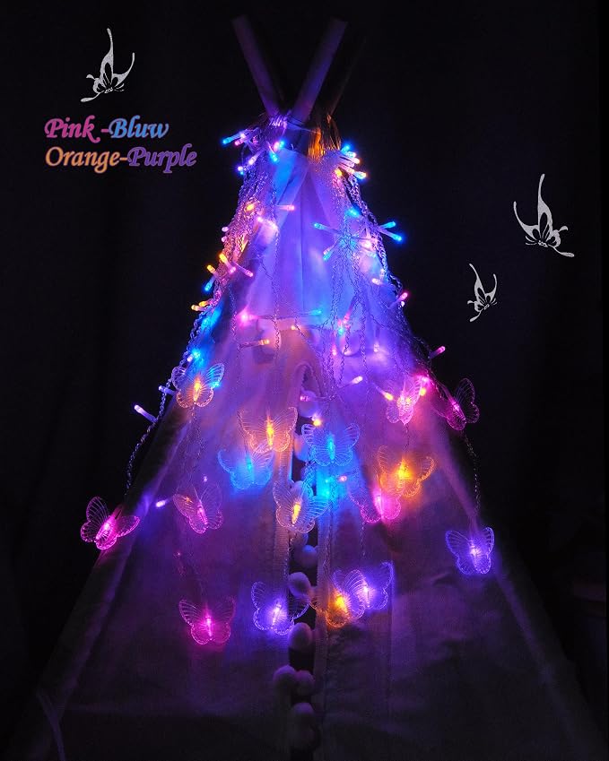 Butterfly Curtain Fairy Lights USB Plug in,8 Modes 120 LED 19.7FT Firefly Twinkle Timer String Lights with Remote, Waterproof Copper Wire for Bedroom Patio Christmas Wedding Party (Multi-new)