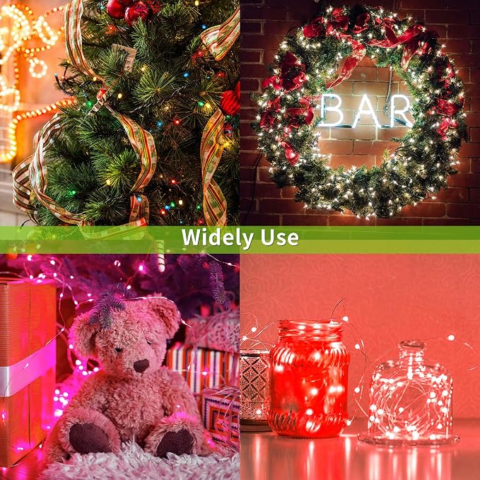 Solar String Lights Outdoor, 33 Feet 100 LEDs 8 Modes Solar Fairy Lights for Outside, Waterproof Outdoor Light for Patio Yard Christmas Tree Halloween Wedding Party Decorations, Purple