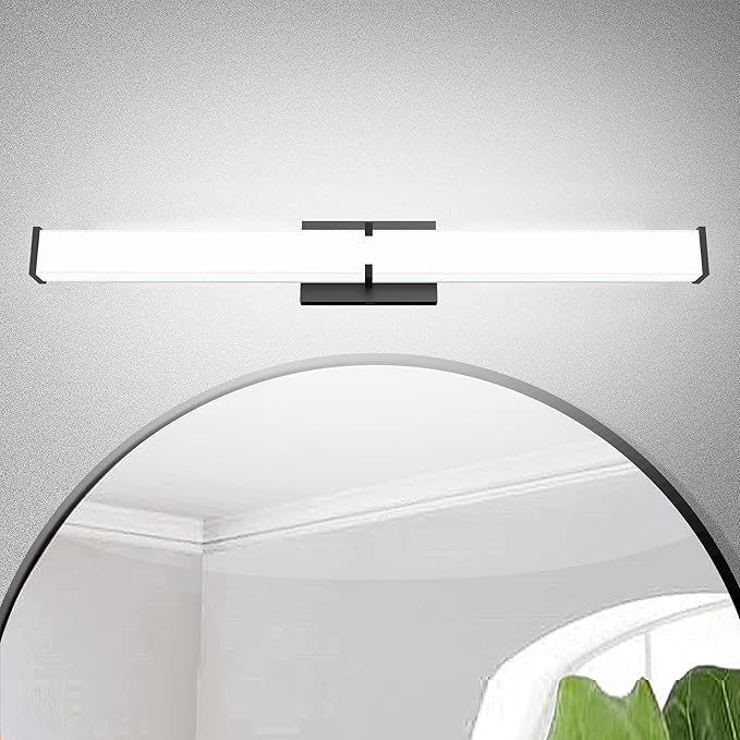 Bathroom Light Fixtures: 31.5 Inch ETL Certified LED Bathroom Vanity Light 5700K Cool White 36W 2500LM - Modern Black Vanity Light Dimmable with Clear Shade - Bathroom Lighting Fixtures Over Mirror