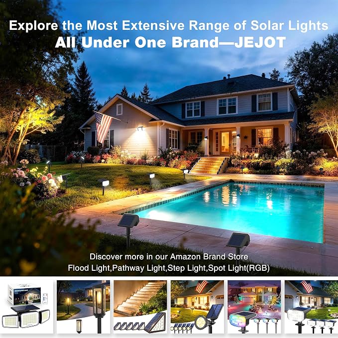 JEJOT Solar Pathway Lights Outdoor Waterproof IP65, 2 Pack Warm White Solar Walkway Lights, Auto On/Off Outdoor Light for Lawn Garden Patio Driveway Decor Landscape Lighting
