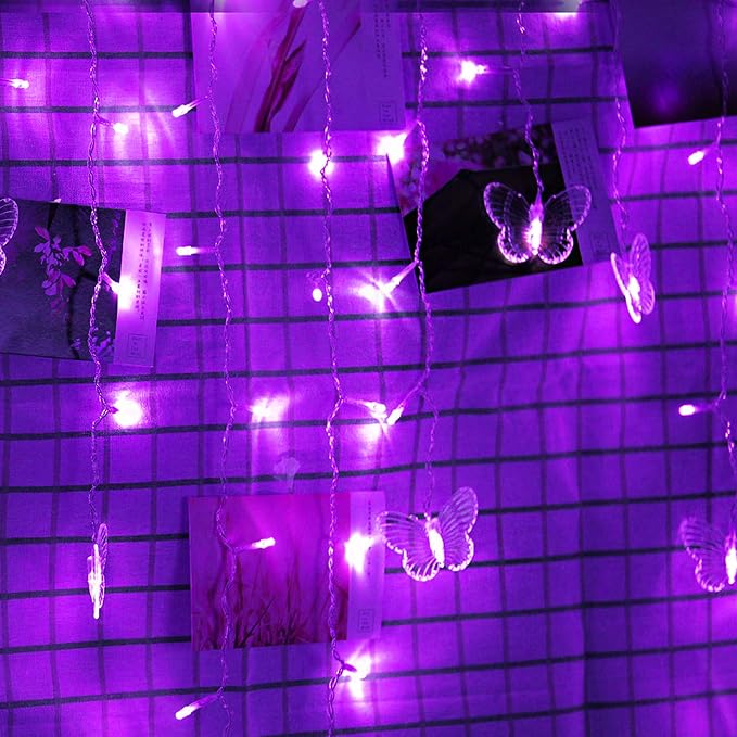 Butterfly Curtain Lights, 4.9ft 48 LED USB Window Fairy Lights 10 Butterflies 8 Modes Firefly Twinkle Timer String Lights with Remote for Room Bedroom Wall Ceiling Party Wedding Christmas