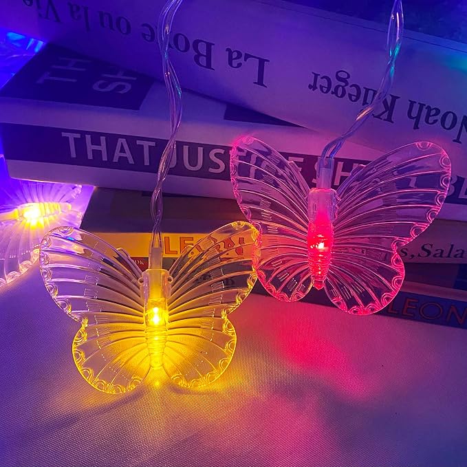 Butterfly Curtain Fairy String Lights, 120LED 8 Modes USB Powered Timer Firefly Twinkle Light with Romote, 14.7FT Copper Wire Hanging Decoration for Room, Wedding, Bedroom, Party, Christmas Decor