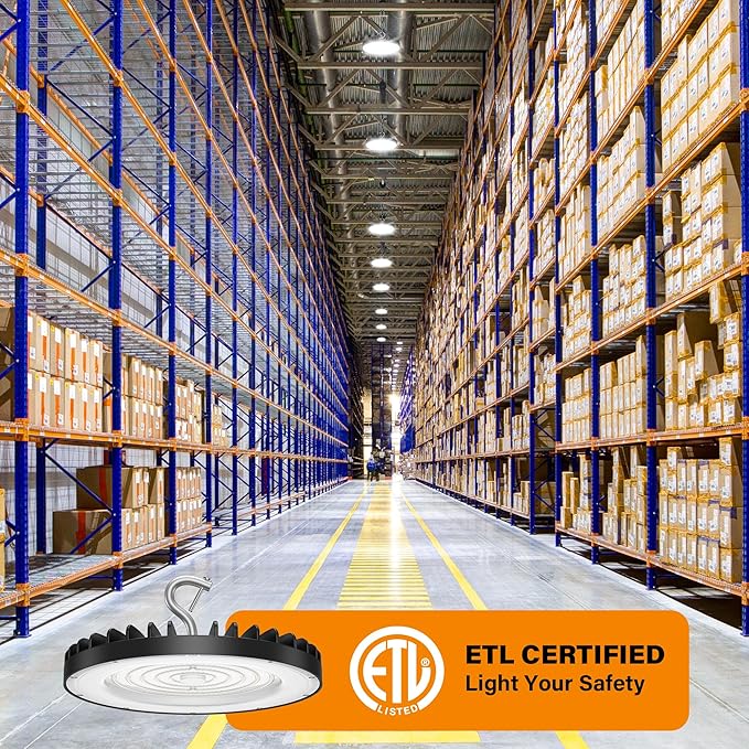10 Pack UFO LED High Bay Light 150W, 21000 LM, 5000K Daylight, ETL Listed Commercial LED Shop Lights Fixture with US Plug for Workshop Factory Barn, Plug & Play Lighting for Warehouse