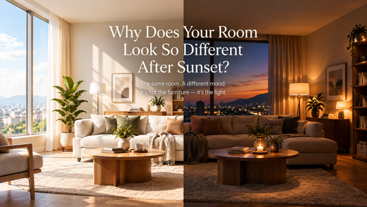 Warm layered lighting in a living room after sunset