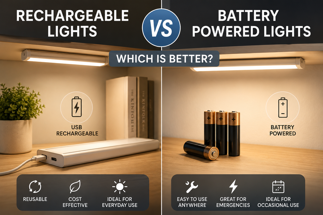 Comparison of rechargeable lights and battery powered lights for home use
