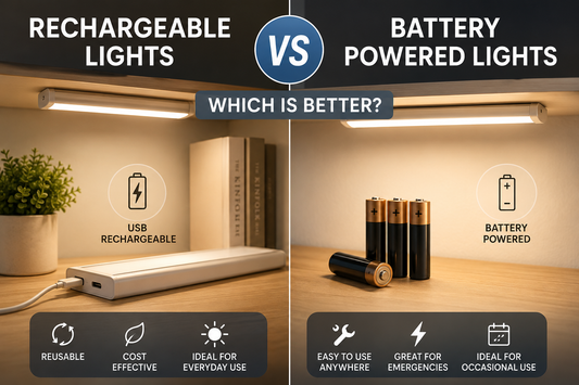 Comparison of rechargeable lights and battery powered lights for home use