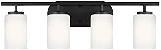 Generation Lighting 4-Light Oslo Bath Fixture Wall Lamp Midnight Black 41163-112, Bathroom Light Fixture for Home Decor, Vanity Light Fixture Uses A19 Standard or LED Light Bulbs