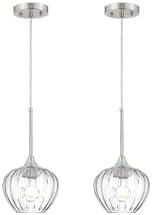 2Pack Nickel Glass Pendant Light