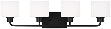 Generation Lighting 4-Light Canfield Modern Bath Fixture Wall Lamp Midnight Black 4428804-112, Bathroom Light Fixture for Home Décor, Wall Sconce Vanity Light Fixture and Bathroom Accessory