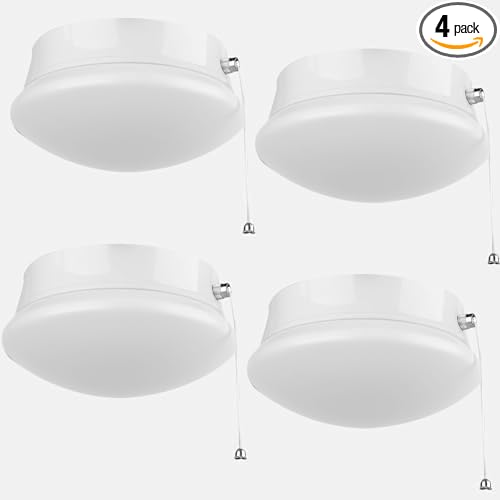 Lightdot 4 Pack 7” Modern LED Ceiling Light with Pull Chain 12W 4000K, 1300lm, 125W E26 Bulb Replacement, Energy Saving Flush Mount Lighting for Closets/Bedroom/Corridor