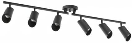 Globe Electric Foldable 6-Light Track Ceiling Light, Matte Black, Pivot Shades, GU10 Sockets