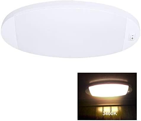 Facon 12V Bright RV LED Interior Light with Switch, Length: 9-1/4'', DDS01-608, Oval Pancake Ceiling Light Surface Mount, for RVS, Camper, Boat, Tiny Homes, cETL Certified