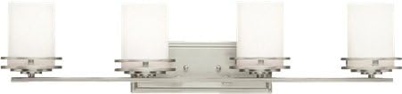 Kichler Hendrik 33.75" Vanity Light in Brushed Nickel, 4-Light Modern Bathroom Vanity with Satin Etched Cased Opal Glass, (33.5" W x 7.75" H), 5079NI