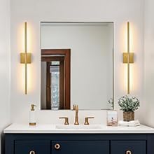 Morauroral 36 Inch Battery Operated Wall Sconces Set of 2, Dimmable Battery Wall Sconce with Remote Control, Gold LED Rechargeable Sconces, Modern Wireless Wall Lights for Bedroom, Living Room
