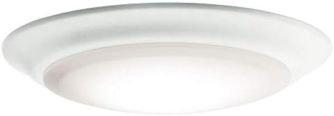 Kichler Gen 1 LED Downlight in White, 7.5” Ceiling Flush Mount Wet Rated Interior Dimmable Light for Living Room, Dining Room, Kitchen, Bathroom and Bedroom, 4000K, (7.5” x 1.5”), 43846WHLED40