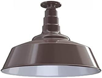 Steel Lighting Co. Manhattan Warehouse Light | Ceiling Mounted Pendant | 20 inch Dome | Flush Mount | Large Steel Barn Light Made in America | Dark Bronze Exterior/White Interior