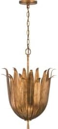 Capital Lighting 349542AG Eden Traditional Bohemian Botanically Inspired Pendant Ceiling Light Fixture, 4-Light 240 Total Watts, 22"H x 16"W, Antique Gold