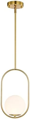 Alighting Gold Globe Pendant Lights Kitchen Island | Mid-Century Modern E12 Pendant Light Fixtures for Dining Room, Bedroom, Entryway, Commercial Spaces, Adjustable Length with 5.9" Glass Shade