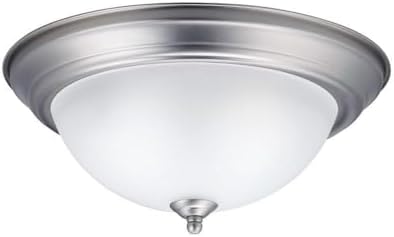 Kichler 8112NI Flush Mount Round Glass Ceiling Lighting, Brushed Nickel 2-Light (14" W x 6" H) 60 Watts, 13.25" Width