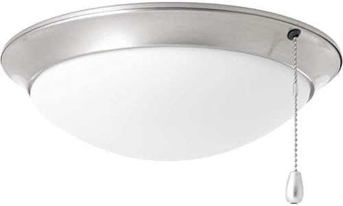Progress Lighting 1-Light Universal Low Ceiling Fan Light Kit for AirPro Collection Ceiling Fans, Low Profile Design, Includes 1 LED Light Bulb, Brushed Nickel