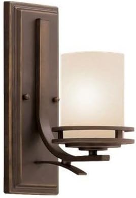 Kichler Hendrik 12" Wall Sconce in Brushed Nickel, 1-Light Modern Wall Mount Light with Satin Etched Cased Opal Glass, (12" H x 5.25" W), 5076NI, 24.75 in